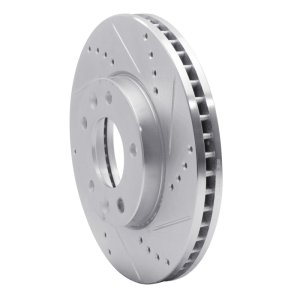 Kia Sedona Brake Rotor (1) - Front Right - R1 Concepts - Drilled & Slotted - Silver - `03-`05